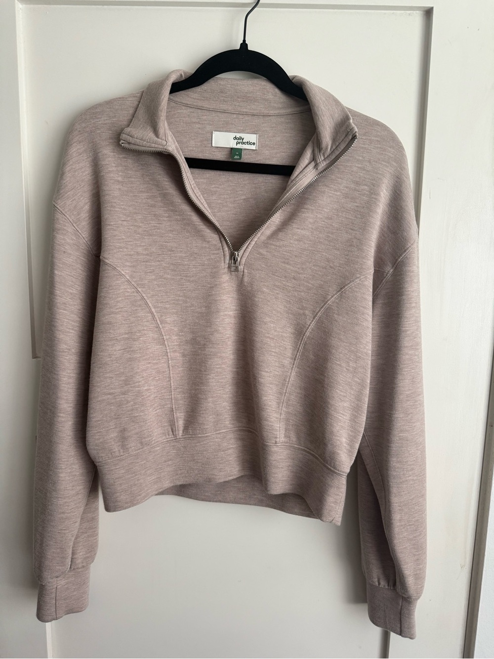 Anthropologie Daily Practice Half-Zip Pullover in Taupe/Heather Beige